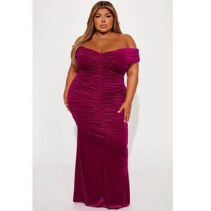 Karissa Velvet Maxi Dress - Fuchsia